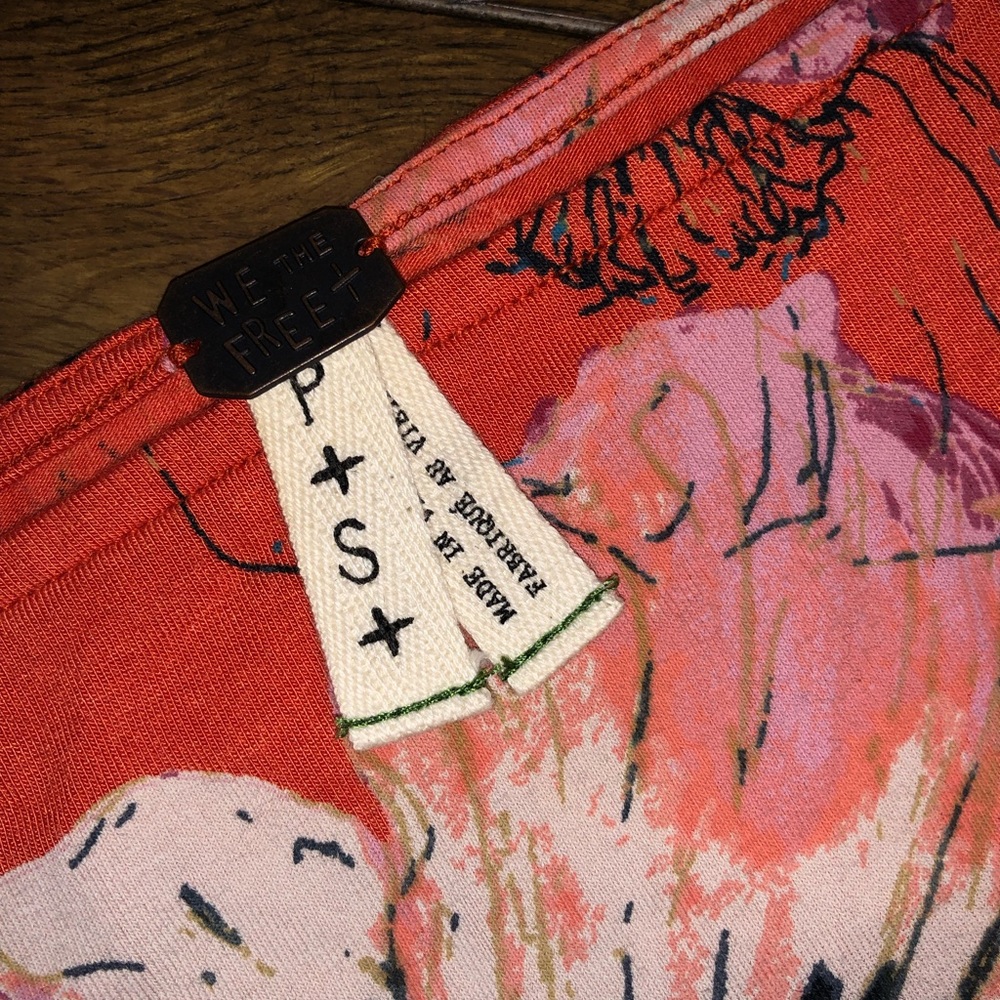 FREE PEOPLE orange/floral bell sleeve top - Picture 6 of 7
